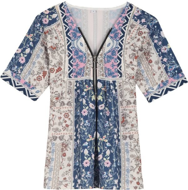 Purple Print Short Sleeve Top